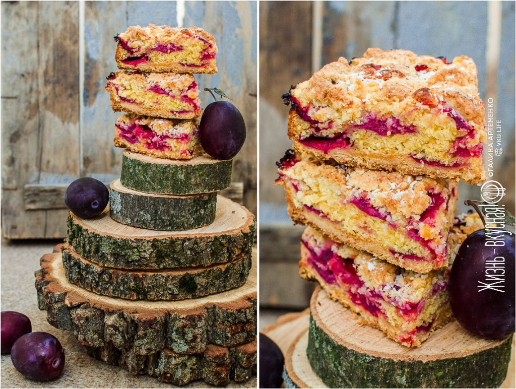 песочный пирог со сливами