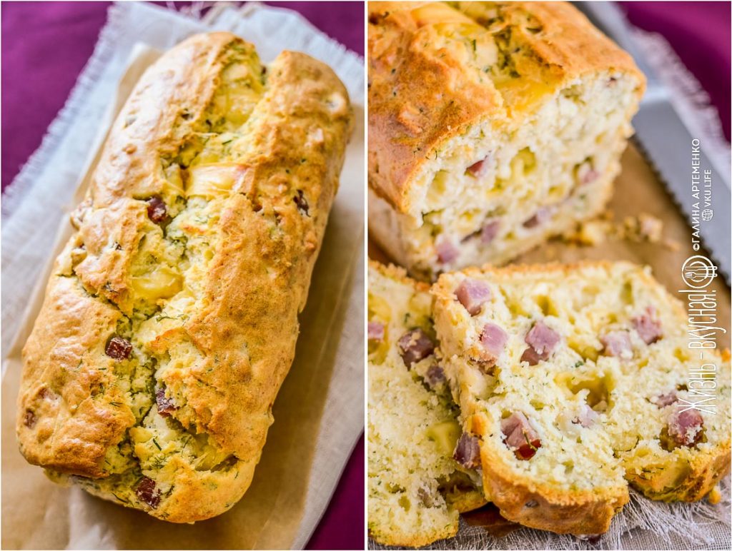 закусочный кекс с сыром ветчиной
