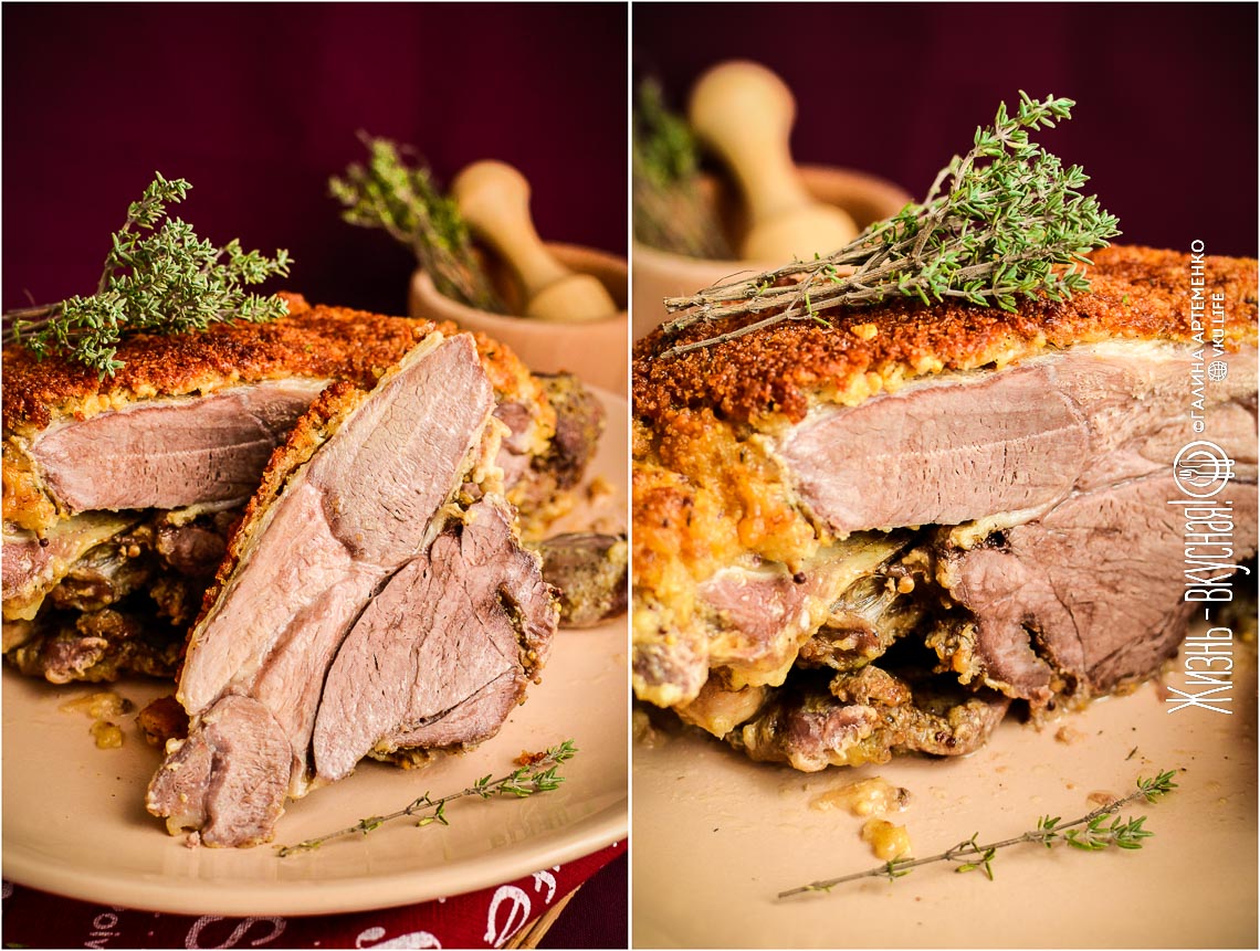 Вкусная баранина в духовке под хлебной корочкой