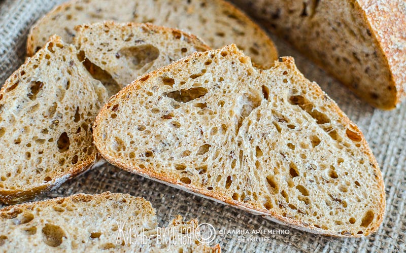 хлеб с семенами льна на закваске