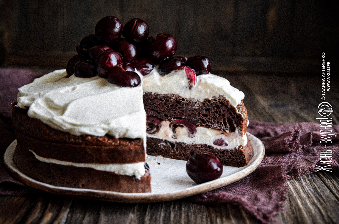 Торт без муки и сахара «Пьяная черешня»