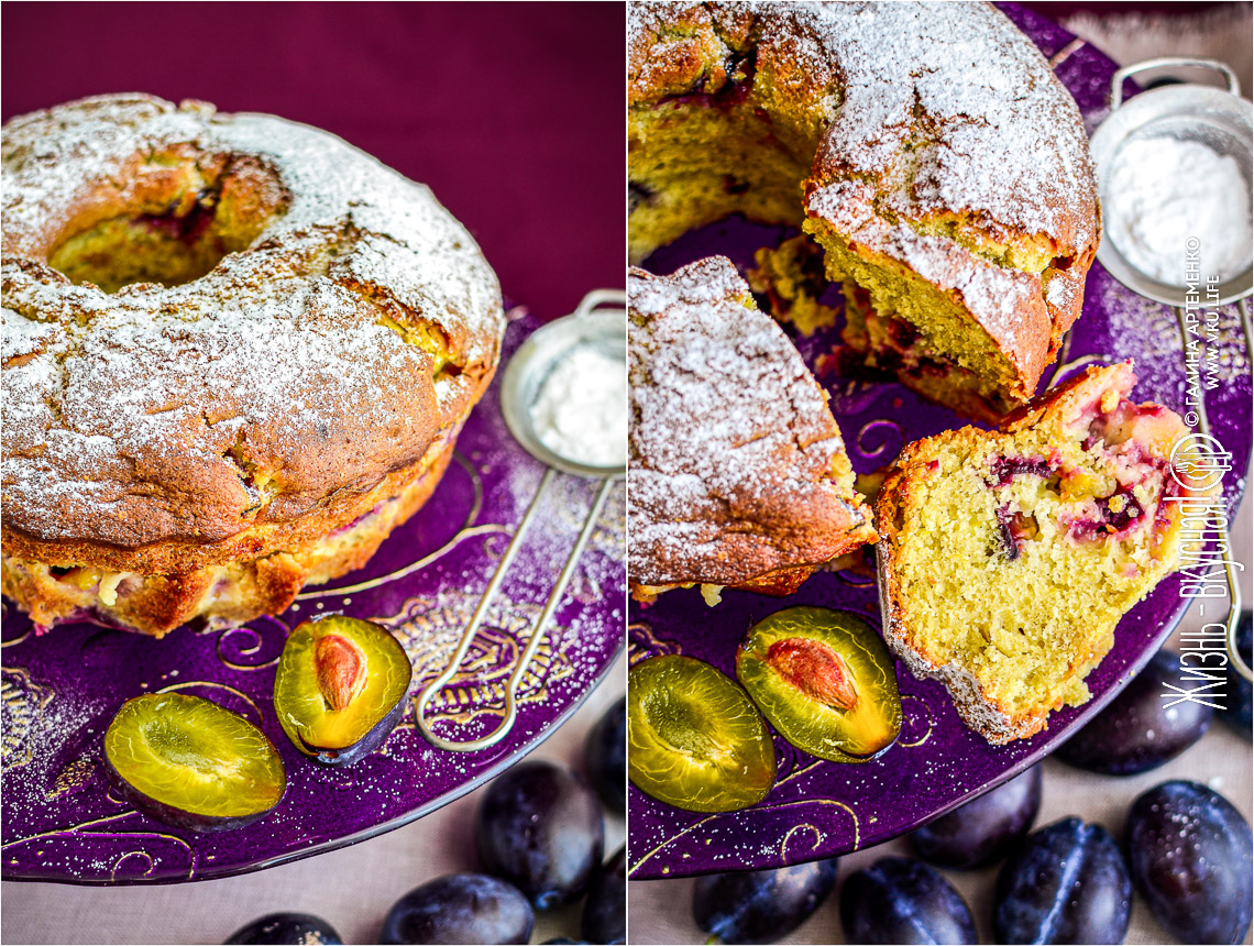 Влажный кекс со сливами