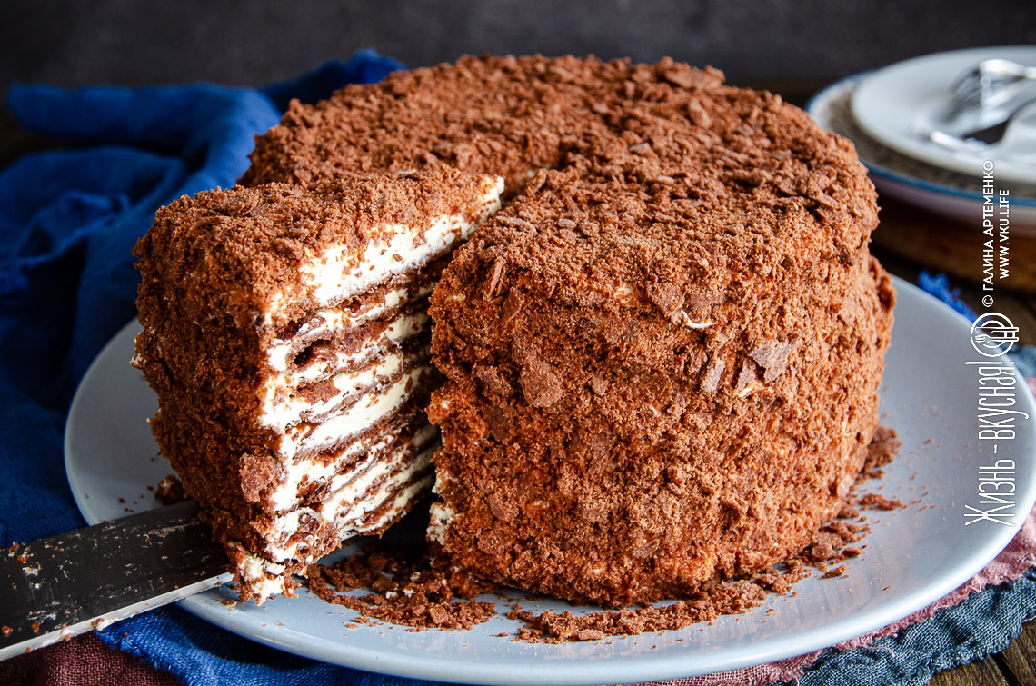 Шоколадный Наполеон: вариант с творожным кремом