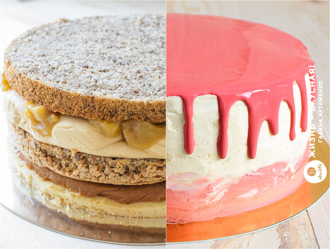 Торт с яблоками и карамелью