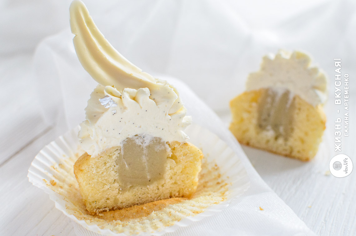 Ванильные капкейки (рецепт с банановой начинкой)